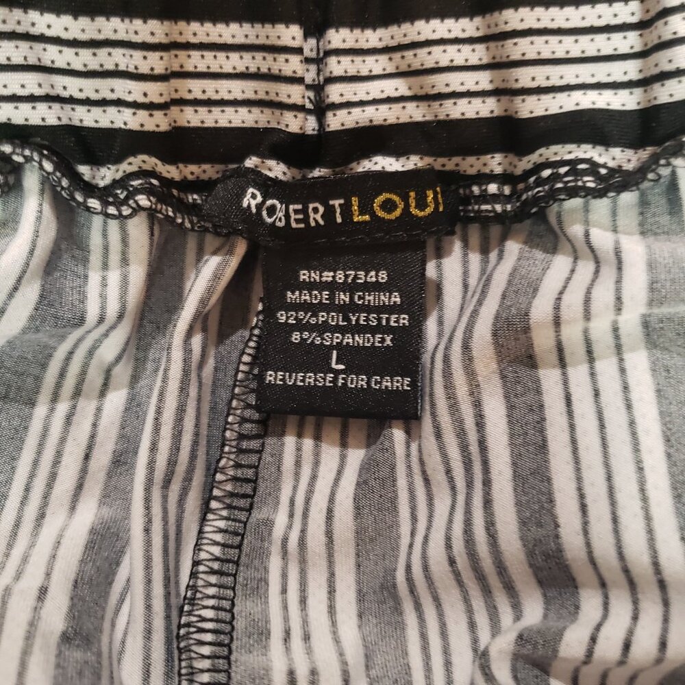 Robert Louis Wide Leg Palazzo Pull-On Pants Black & White Stripe Size Large New - Picture 5 of 6